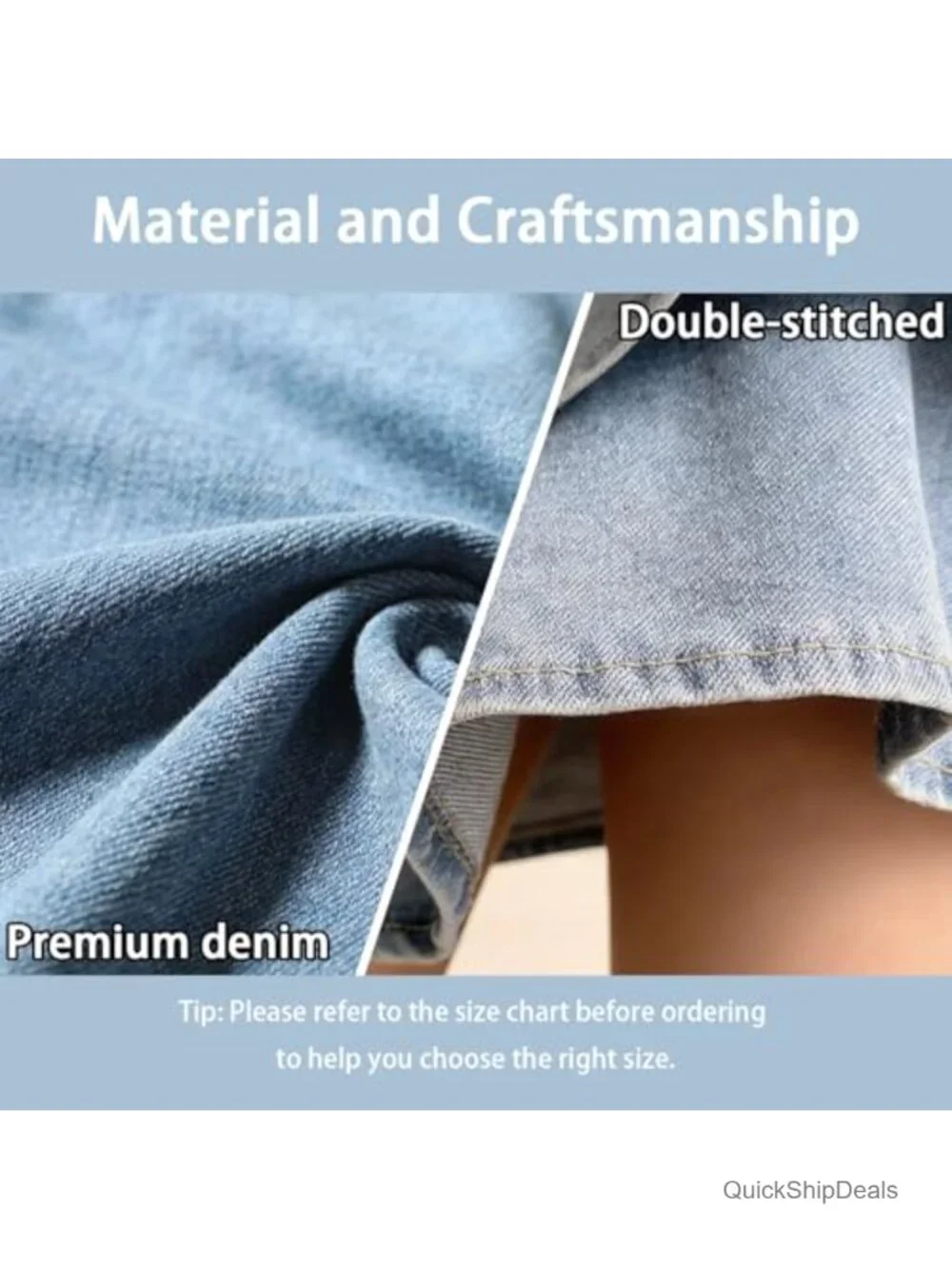 High Waisted A-Line Denim Mini Skirt with Safety Shorts Lining Ruffled Hem